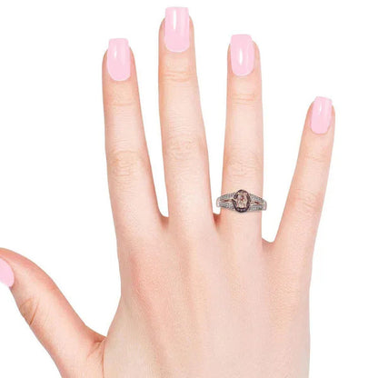 Promise Ring 925 Sterling Silver Vermeil Rose Gold AA Premium Morganite Zircon W