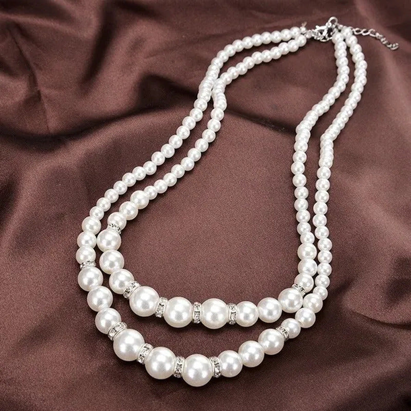 Fashion Double Layer Ladies Pearl Necklace Sister Companion Surprise Gift Ladies