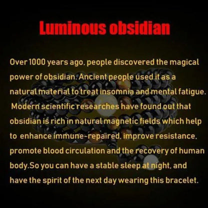 New Luminous Natural Stone Black Obsidian Healing Bracelet Weight Loss Unisex Sl