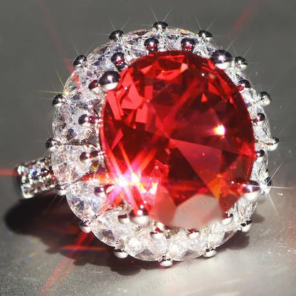 Unique 925 Silver Natural Ruby Gemstones Birthstone Bride Princess Wedding Engag