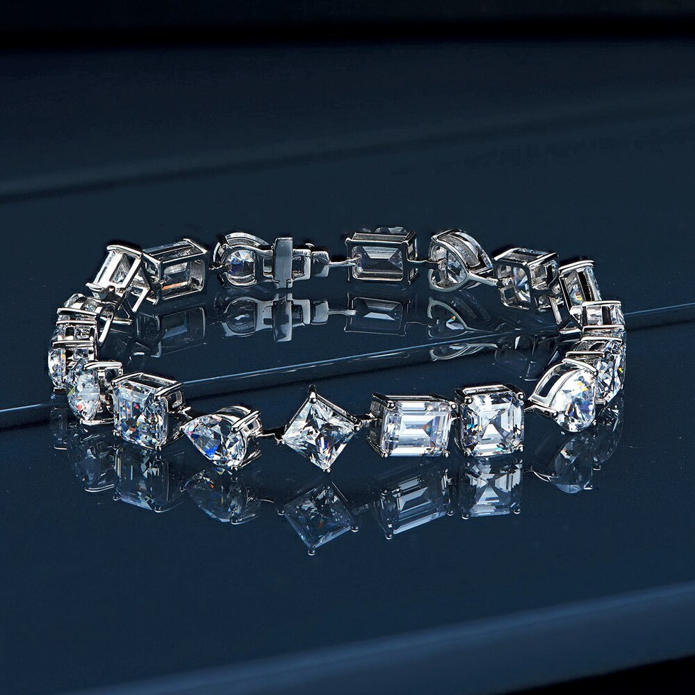 Really High Carbon Diamond Bracelet 100% S925 Silver Heart-Shaped