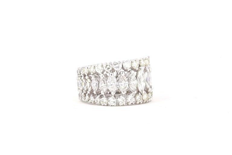 Marquise and Round Diamond Wide Graduated Eternity Band Platinum 8.40 cttw