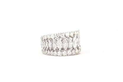 Marquise and Round Diamond Wide Graduated Eternity Band Platinum 8.40 cttw