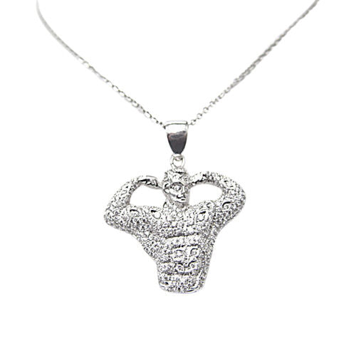 DIAMOND ROUND BRILLIANT SHAPE PAVE SET MUSCLE MAN PENDANT