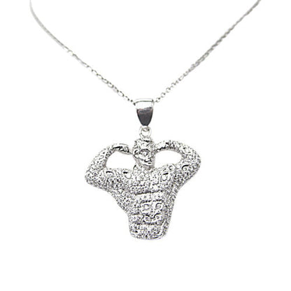 DIAMOND ROUND BRILLIANT SHAPE PAVE SET MUSCLE MAN PENDANT