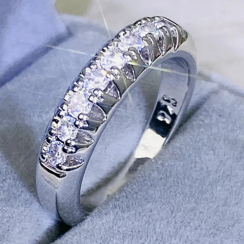 Luxury Silver /18K Gold Ring 925 Sterling Silver Womens Ring White Sapphire Wedd