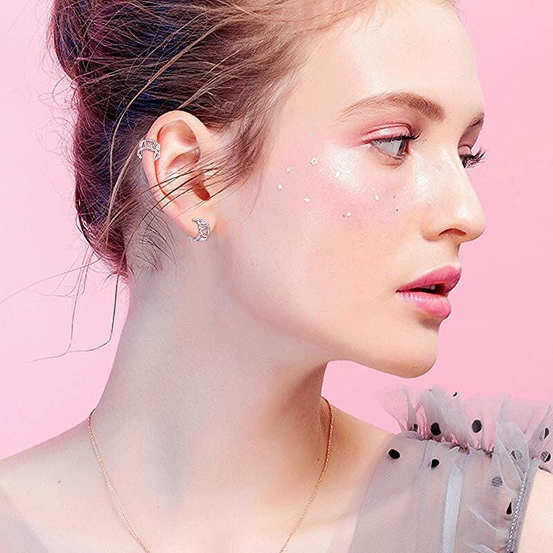 Heart Ear Cuff Sterling Silver Cuff Clips Earrings Adjustable Open Engraving Ear