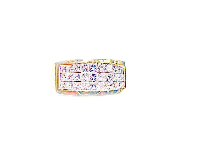 3 ROW 27 STONE 5 POINTERS INVISIBLE SET PRINCESS SHAPE DIAMOND BAND 1.45 CT 18 K