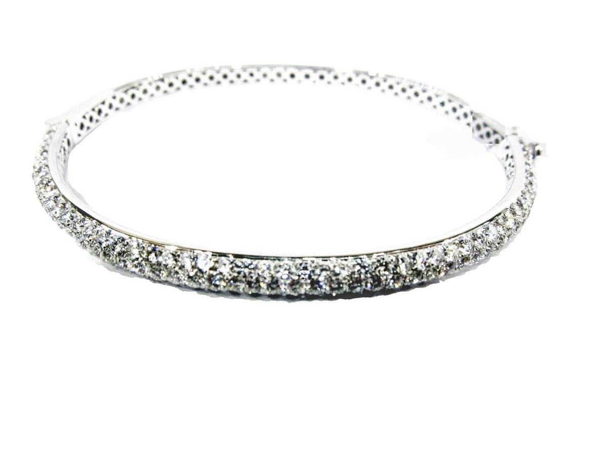 DIAMOND BANGLE 3 ROW PAVE SET TOP SET PRONG SET DIAMOND CUFF BANGLE WITH DIAMOND