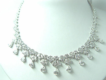 DIAMOND ROUND BRILLIANT PEAR MARQUISE SHAPE ALL AROUND SET DIAMOND NECKLACE