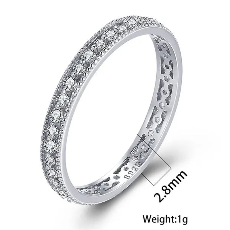 Exquisite 925 Sterling Silver/Black Gold/Gold/Rose Gold Single Ring White Full D