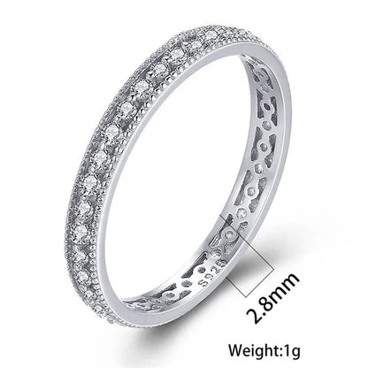 Exquisite 925 Sterling Silver/Black Gold/Gold/Rose Gold Single Ring White Full D