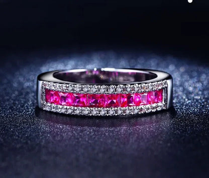 925 Silver Natural Ruby Gemstones Birthstone Bride Wedding Engagement Strange Ri