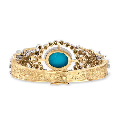 C. 1970 Vintage Turquoise, 3Mm Cultured Pearl and 1.35 Ct. T.W. Diamond Bangle B