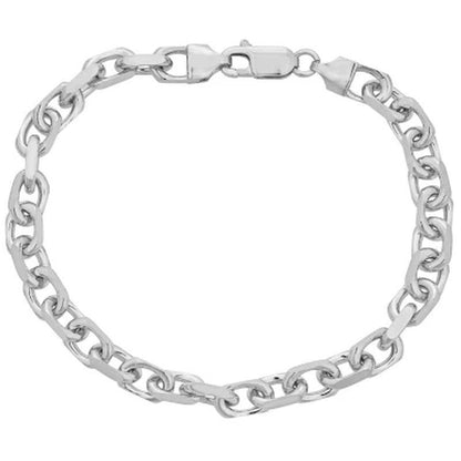 Italian Sterling Diamond-Cut Oval Rolo Chain Bracelet, 8.5"