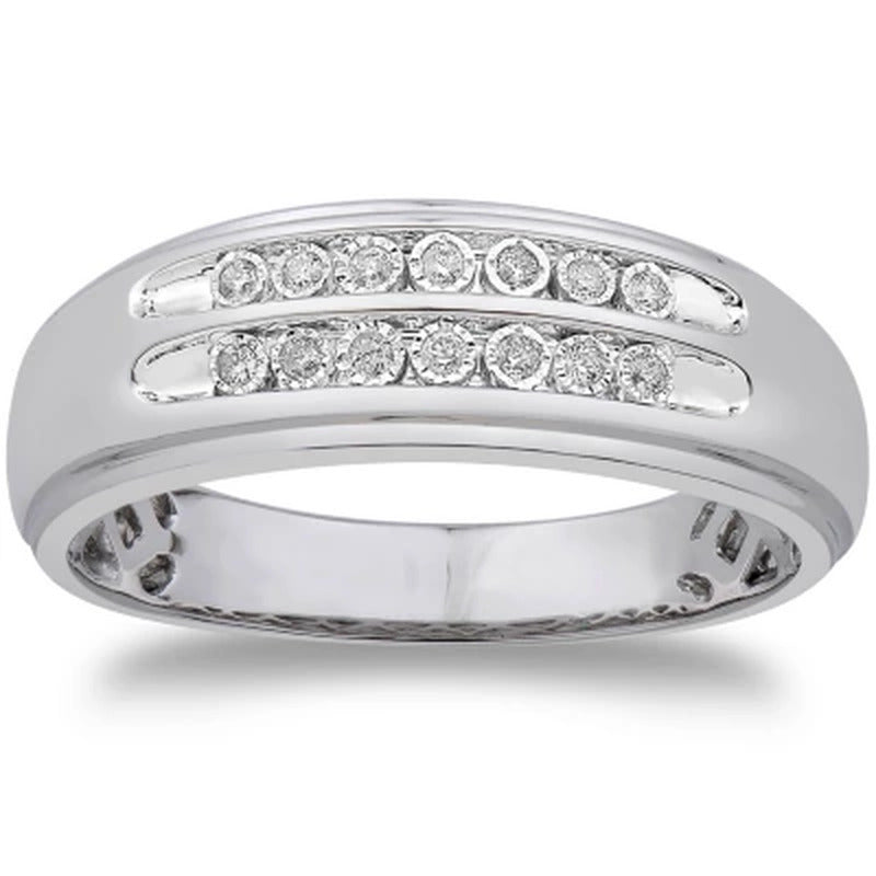0.09 CT. T.W. Men'S Diamond Wedding Band in 14K White Gold