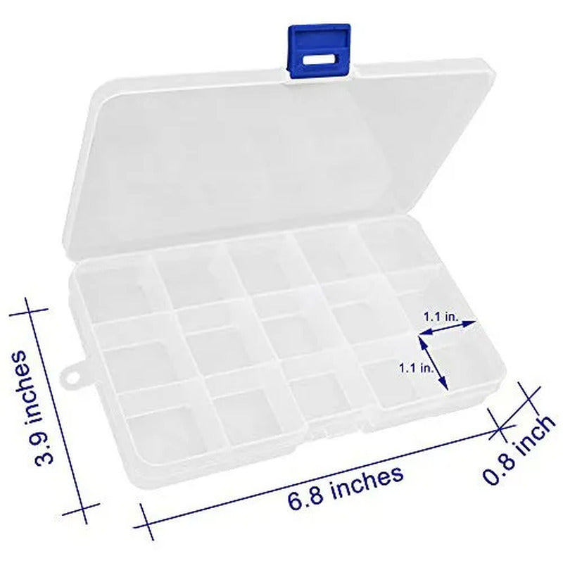 6-Pack Clear Plastic Jewelry Organizer Box with Adjustable Dividers for Bead, Na