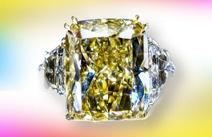 GIA CERTIFIED FANCY YELLOW DIAMOND CUSHION BRILLIANT DIAMOND SIDE SHEILD SHAPE