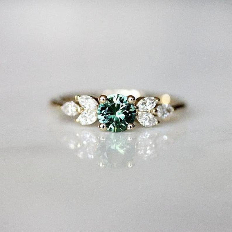 Women'S European and American Emerald Zircon Diamond Ring