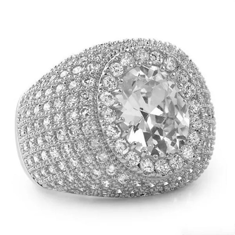 Business Men'S Fashion 925 Sterling Silver Luxury Simple Natural White Sapphire