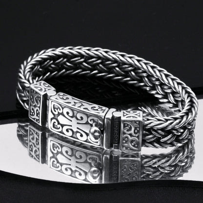 Antique Wide Braided Bracelet Men'S Thick Tide Brand Generous Ring Buckle