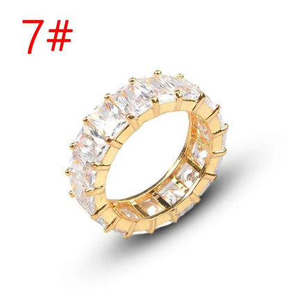 925 Silver Ring Colored Square Rainbow Ring Statement Crown Ring Natural Gemston