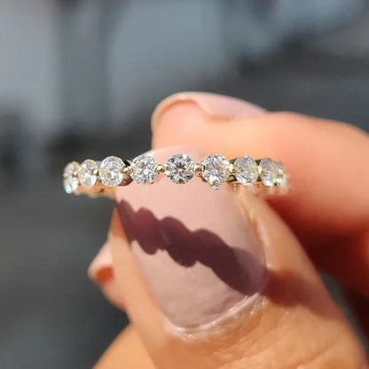 Fashion Bride Jewelry Luxury 925 Sterling Silver Ring Full Eternal Moissanite Di