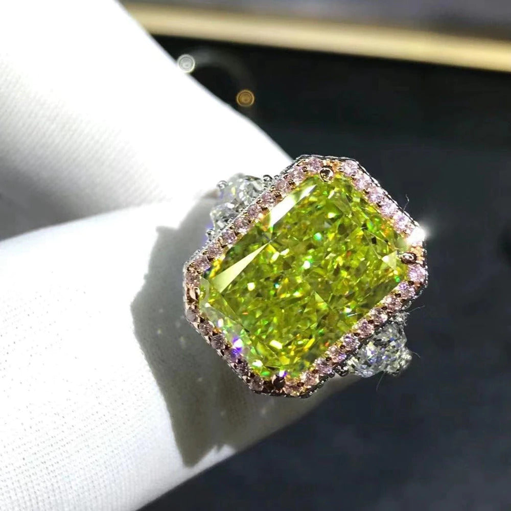 Luxury 100% 925 Sterling Silver 3EX 6CT VVS Apple Green Created Moissanite