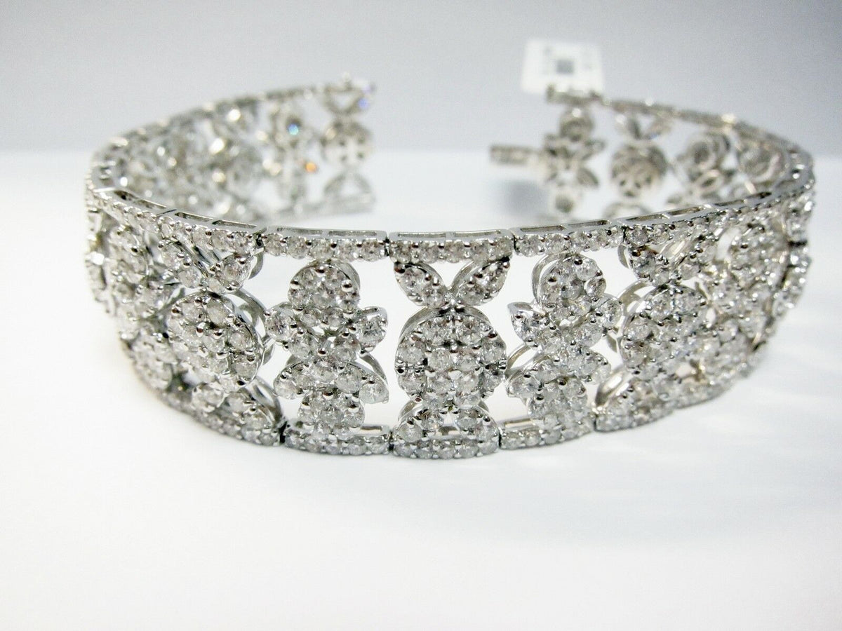 DIAMOND FLUERETTE ROUND BRILLIANT SHAPE CLUSTER DIAMOND TENNIS BRACELET