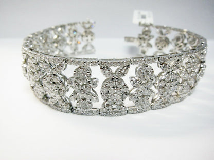 DIAMOND FLUERETTE ROUND BRILLIANT SHAPE CLUSTER DIAMOND TENNIS BRACELET