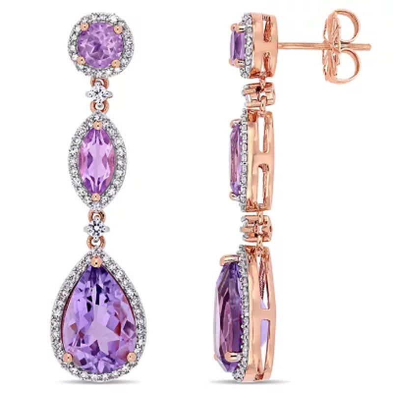 Allura Amethyst, Rose De France and White Sapphire with 0.58 CT. T.W. Diamond Da
