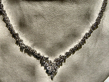 DIAMOND ROUND BRILLIANT SHAPE PRONG SET NECKLACE WHITE GOLD 10.85CT TOTAL WEIGHT