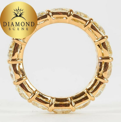 10 Carat Fancy Yellow Cushion Cut Diamond Gold Eternity Band Ring