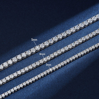 100% S925 Sterling Silver 4Mm Moissanite Tennis Chain Necklace Sparkling Lab