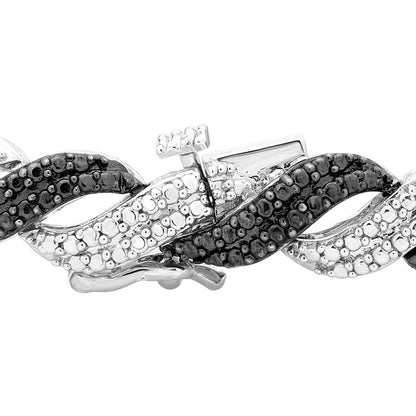 Arista 1/2 Ct round Black and White Diamond Rhodium-Plated Tennis Bracelet in Br