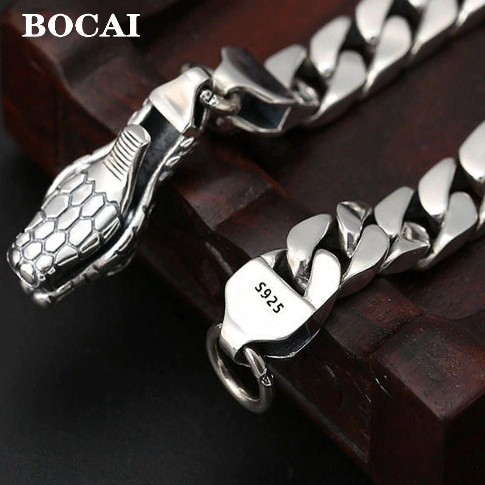 8Mm New S925 Sterling Silver Wrist Chain Jewelry 2022 Trendy Snake Head Buckl