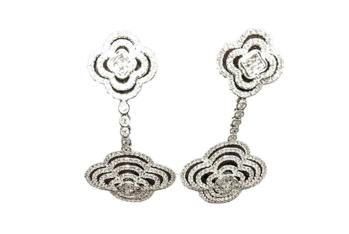 DIAMOND ROUND BRILLIANT SHAPE PRINCESS SHAPE DANGLE EARRING