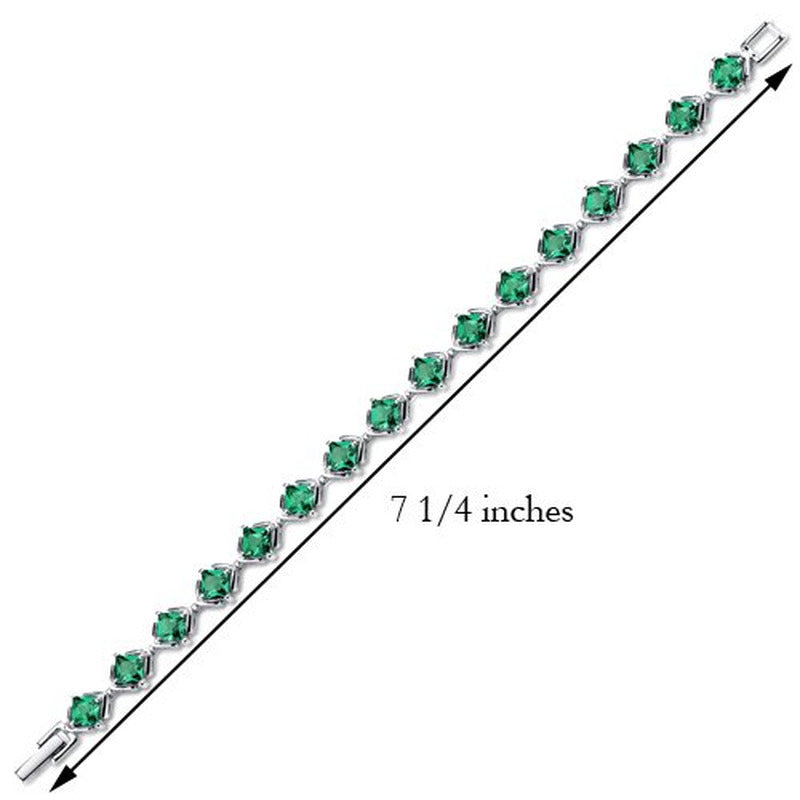 7.5 Ct Princess Cut Simulated Emerald Tennis Bracelet in Sterling Silver