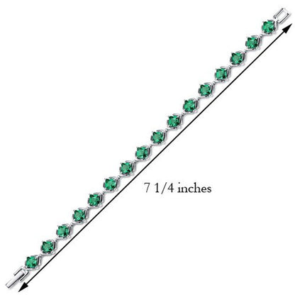 7.5 Ct Princess Cut Simulated Emerald Tennis Bracelet in Sterling Silver