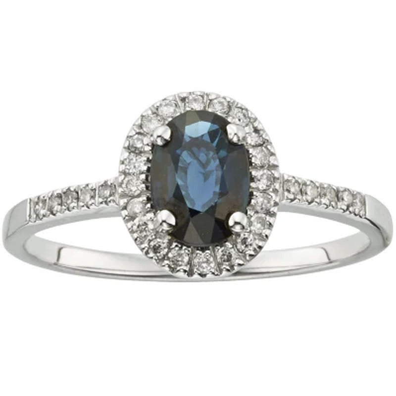 1.0 CT Blue Sapphire and Diamond Ring in 14K Gold