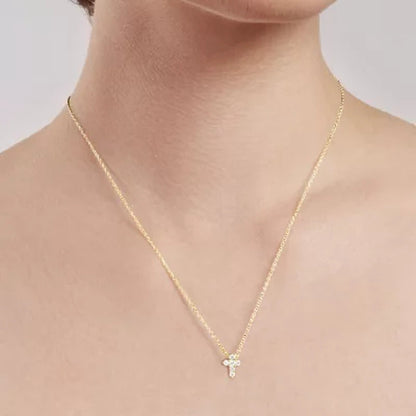 0.08 CT. T.W. Diamond Cross Pendant in 14K Gold