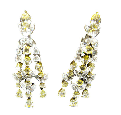 FANCY YELLOW MARQUISE ROUND PEAR WHITE DIAMOND ROUND MARQUISE SHAPE EARRING