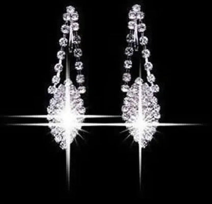 Women‘S Fashion Charm Leaf Necklace Rhinestone Earrings Wedding Party Jewelry Se