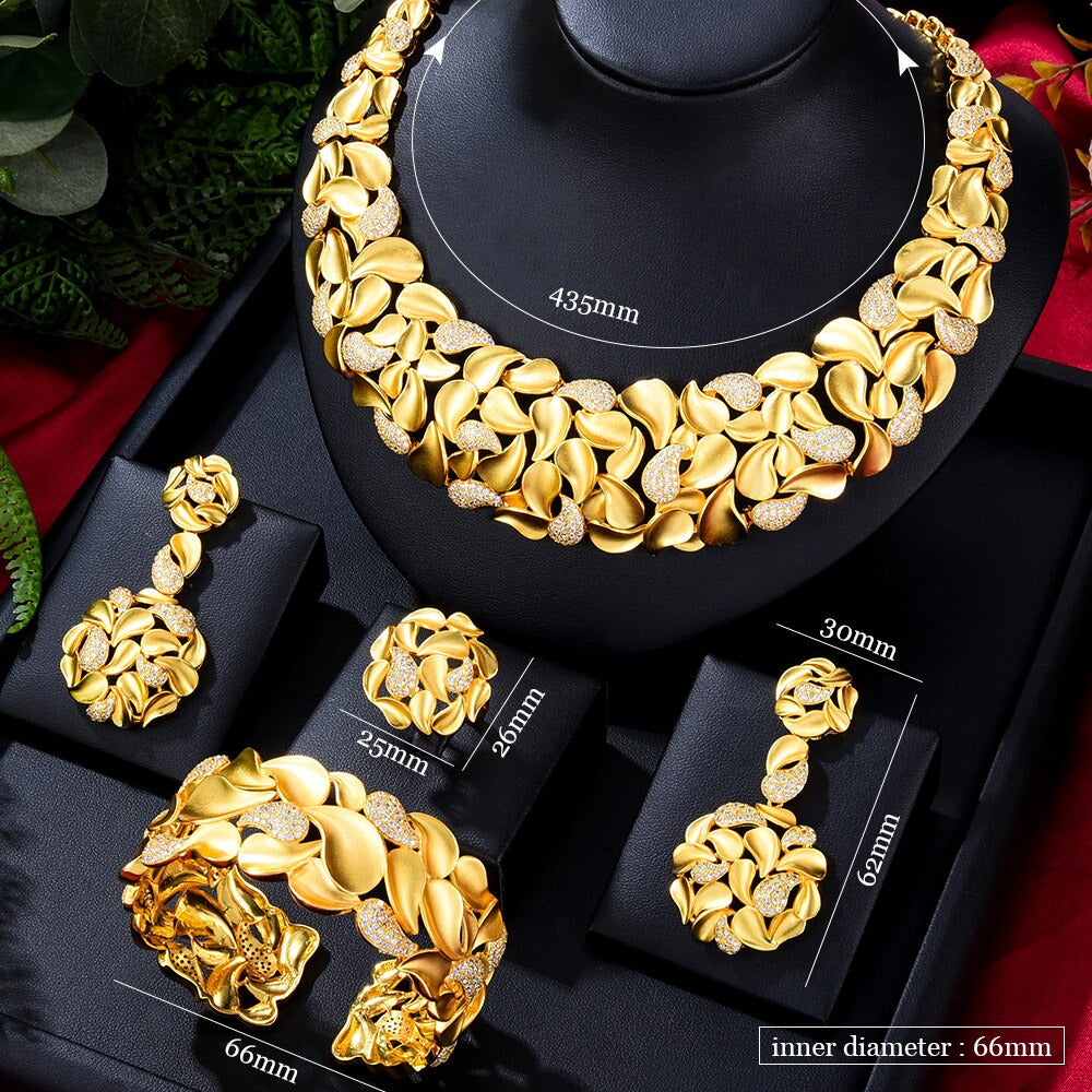 Famous Brand Trendy Luxury African 4 Jewelry Sets for Women Wedding Party