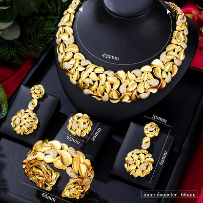 Famous Brand Trendy Luxury African 4 Jewelry Sets for Women Wedding Party