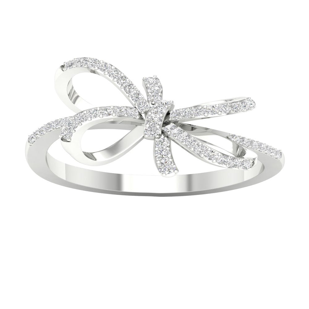 Imperial 1/5Ct TDW Diamond 10K White Gold Knot Ring (H-I, I2)
