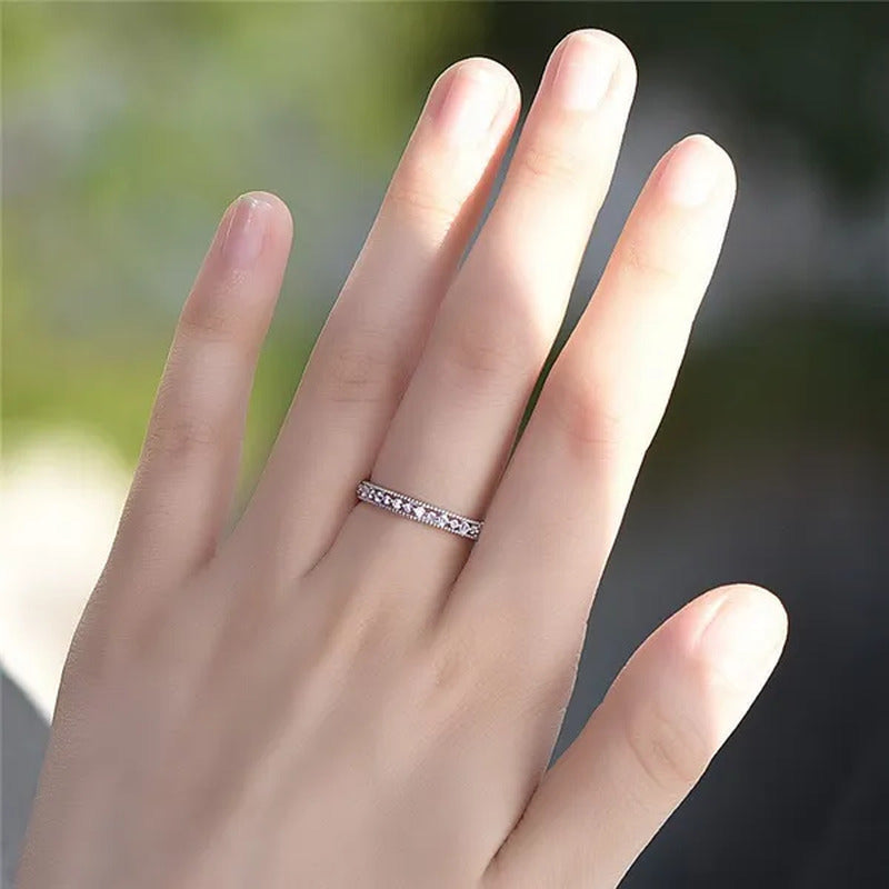 Exquisite 925 Sterling Silver/Black Gold/Gold/Rose Gold Single Ring White Full D
