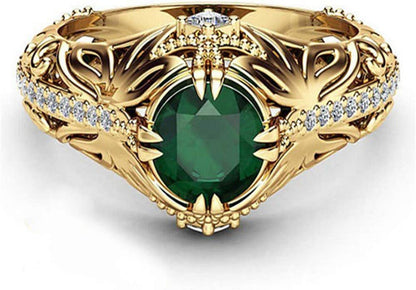 Fashion Jewelry 14K Gold Filled Emerald Diamond Ring Women Anniversary Engagemen