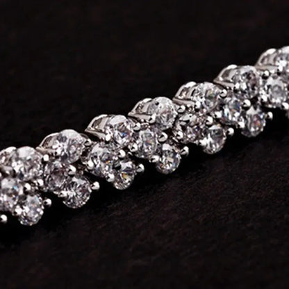 Fashion Roman Style Women'S 925 Sterling Silver Crystal Diamond Bracelet Gold an