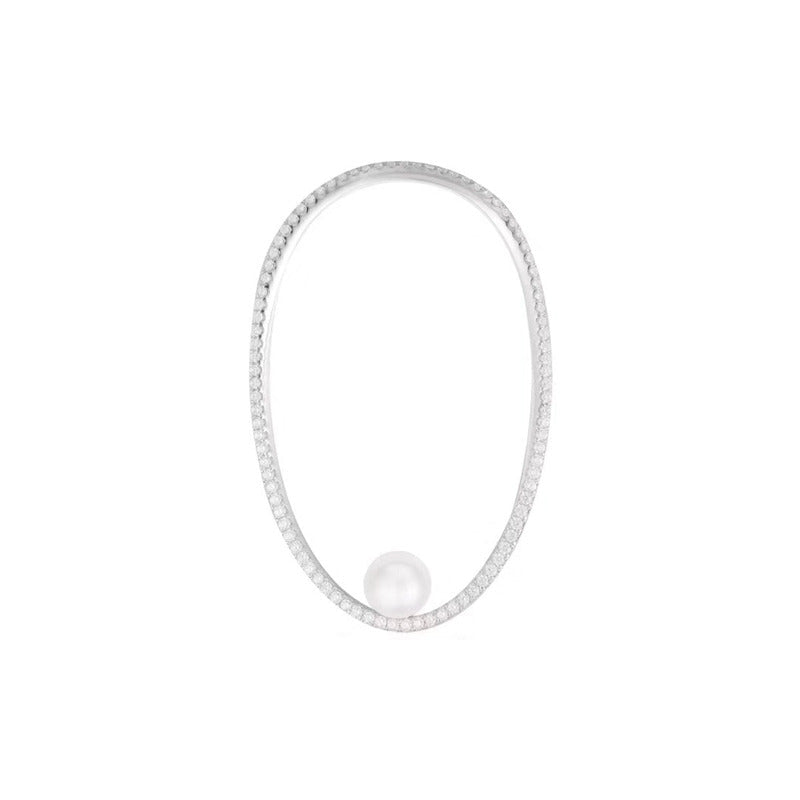 Sterling Silver with Crystal Diamond Pearl Earrings